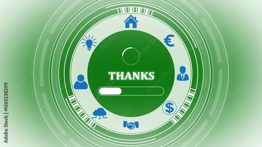 Poster a thanks concept button on a clear projection ,business, technology and network concept. digital tec