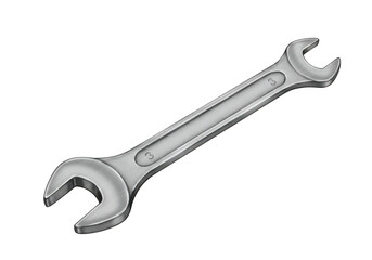 Silver combination wrench with size marking isolated on transparent background