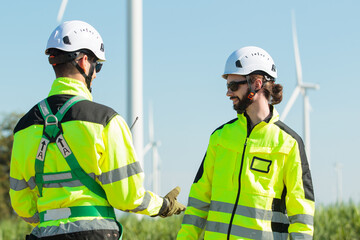 Team of electrical engineer is perform the inspection and maintenance of electric generating...