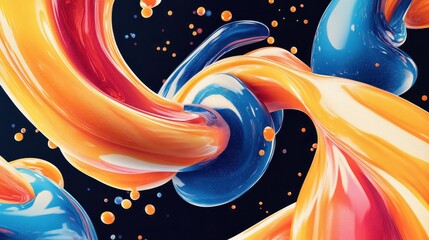 Vibrant, abstract liquid forms in a dynamic composition.