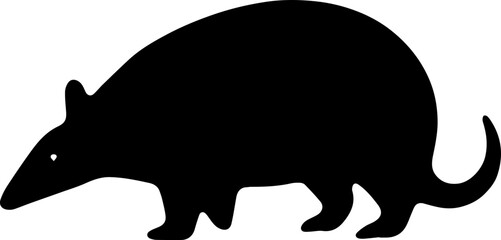 Armadillo Silhouette Vector Walking Animal Icon in Black