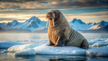 Majestic Walrus Icy Floe Sunset