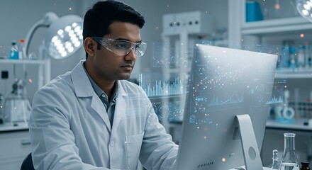 Scientist Using Advanced Holographic Technology in Modern Research Laboratory
