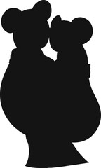 Koala Tree Hugging Silhouette Cute Animal Clipart in Black