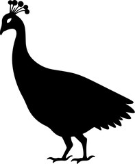 Peacock Silhouette Vector Elegant Bird Side View Clipart