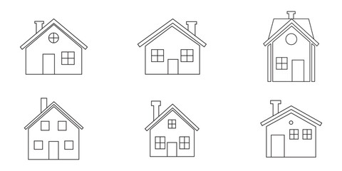 Simple monochrome house icon set. apps and websites. Collection home icons. House symbol eps 10