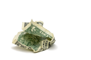 A Crumpled Up One Dollar Bill