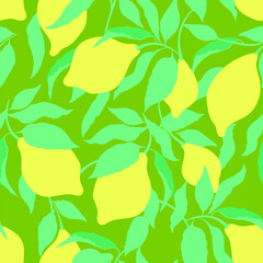 Lemon citrus vector pattern. Botanical vector illustration. Summer background. Floral design.	