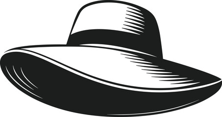 Elegant Sun Hat Silhouette Vector Illustration