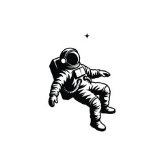 Astronaut floating in zero-gravity silhouette vector