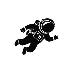 Astronaut floating in zero-gravity silhouette vector