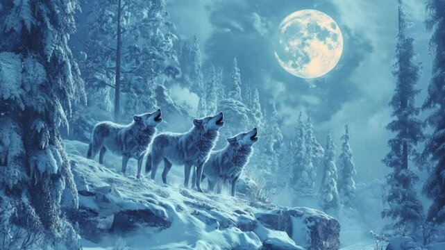 wolf howling at the moon