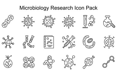 Fototapeta premium Microbiology Research Icon Set