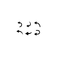 Set of go back arrows vector icons. Left direction. Return, previous, backward arrow.