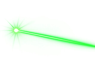 Green laser beam effect on white background.