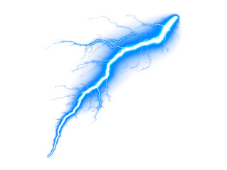 Bright blue lightning bolt isolated on a clean white background.