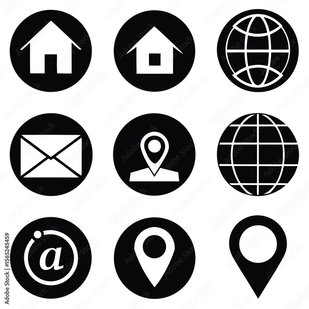 Poster contact information icons a comprehensive collection of essential symbols for website navigation and