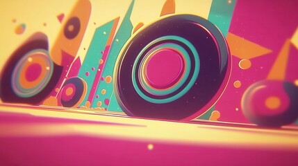 Obraz premium Vibrant geometric shapes in a dynamic composition.