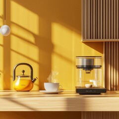 Elegant Minimal Desk Setup with Sand Colored Accents and Natural Light
