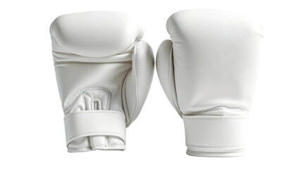 White boxing gloves in front and back view, mockup isolated on transparent background