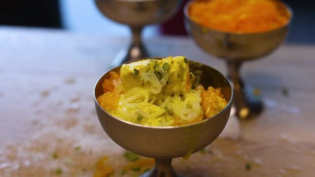 Kulfi with falooda an indian dessert served in summers