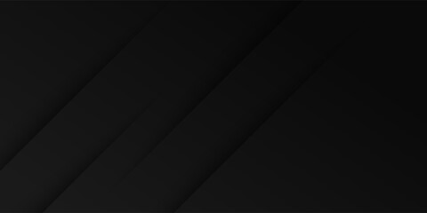 Black abstract background design. Modern wavy line pattern (guilloche curves) in monochrome colors. Premium stripe texture for banner, business backdrop. Dark horizontal vector template