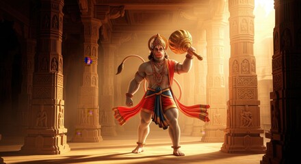 Powerful Full Body Hanuman Ji Realistic Wallpaper – 4K Desktop Spiritual Art