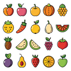 A set of fruits icon vector illustration