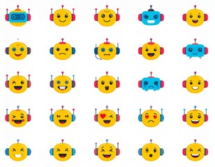ロボットの喜び怒り悲しみ楽しさアイコン