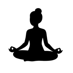Shadow Black yoga people sitting cross legged