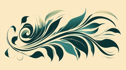 Fototapeta premium Ornate floral design in teal and sepia tones.