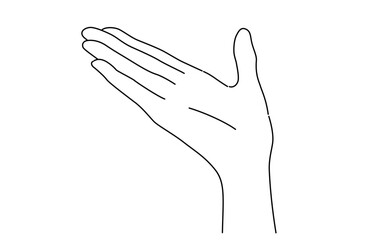 横から見た案内するジェスチャーの手を描いたシンプルな線画ベクターイラスト