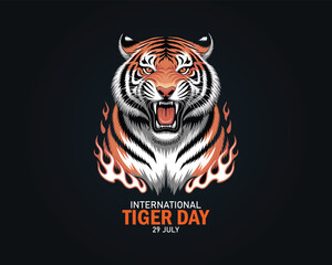 vector graphic of international tiger day good for international tiger day celebration. flat design. flyer design. flat illustration.	