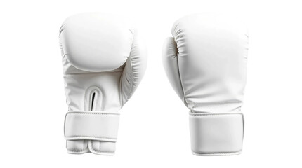 White boxing gloves in front and back view, mockup isolated on transparent background