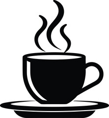 Stylish Hot Coffee Mug Silhouette – Simple Line Art for Beverage Logos