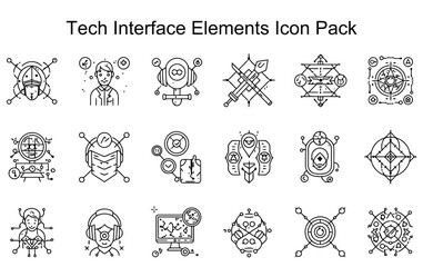 Tech Interface Elements Icon Pack