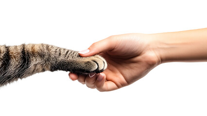 hand holding cat on transparent background PNG