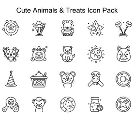 Cute Animals & Treats Icon Pack