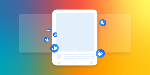 Social media mock up collection. Colorful social media interface.
