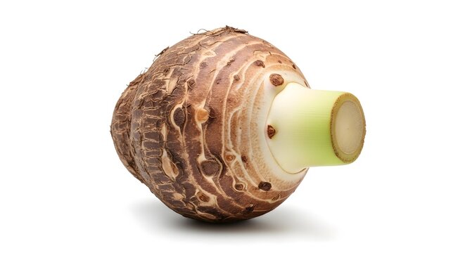 hern Fresh Taro Root (Dasheen, Colocasia Esculenta) Isolated on White Background