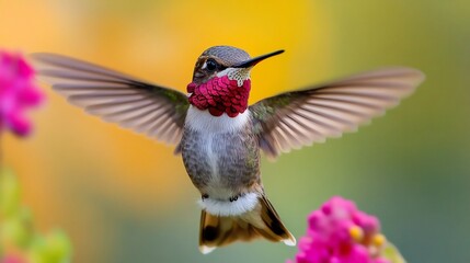 Hummingbird wings captured at 14000s, flower nectar trails visible
