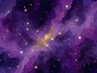 A detailed vector illustration of a star nursery with glowing nebulae