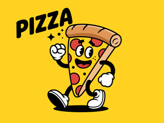 A Cartoon Illustration of a Pizza Slice Fun, Delicious Design