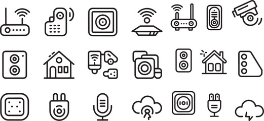 Smart home technology icons device