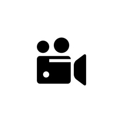 Stylized Black Video Camera Icon with Twin Lens and Projector Shape
