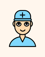 Male Nurse Icon in Outline Colored Style