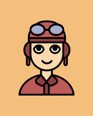 Male Pilot Icon in Outline Colored Style