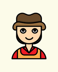 Female Farmer Icon in Outline Colored Style