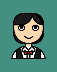 Female Waiter Icon in Outline Colored Style