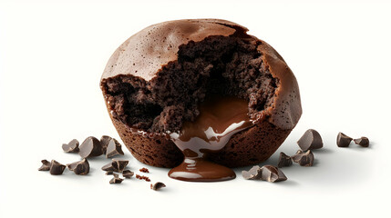 Molten chocolate dessert, warm and gooey.  A rich, dark chocolate cake-like treat, with a molten, melted chocolate center, perfect for a sweet indulgence